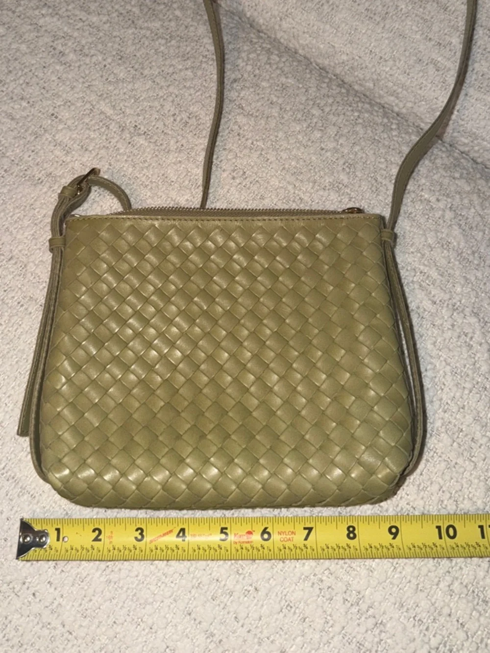 J Crew Woven Crossbody Bag in Olive Green